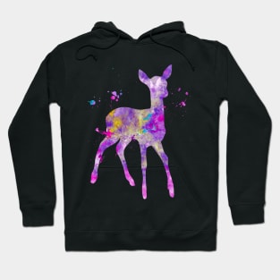 Purple Fawn Watercolor Painting Hoodie